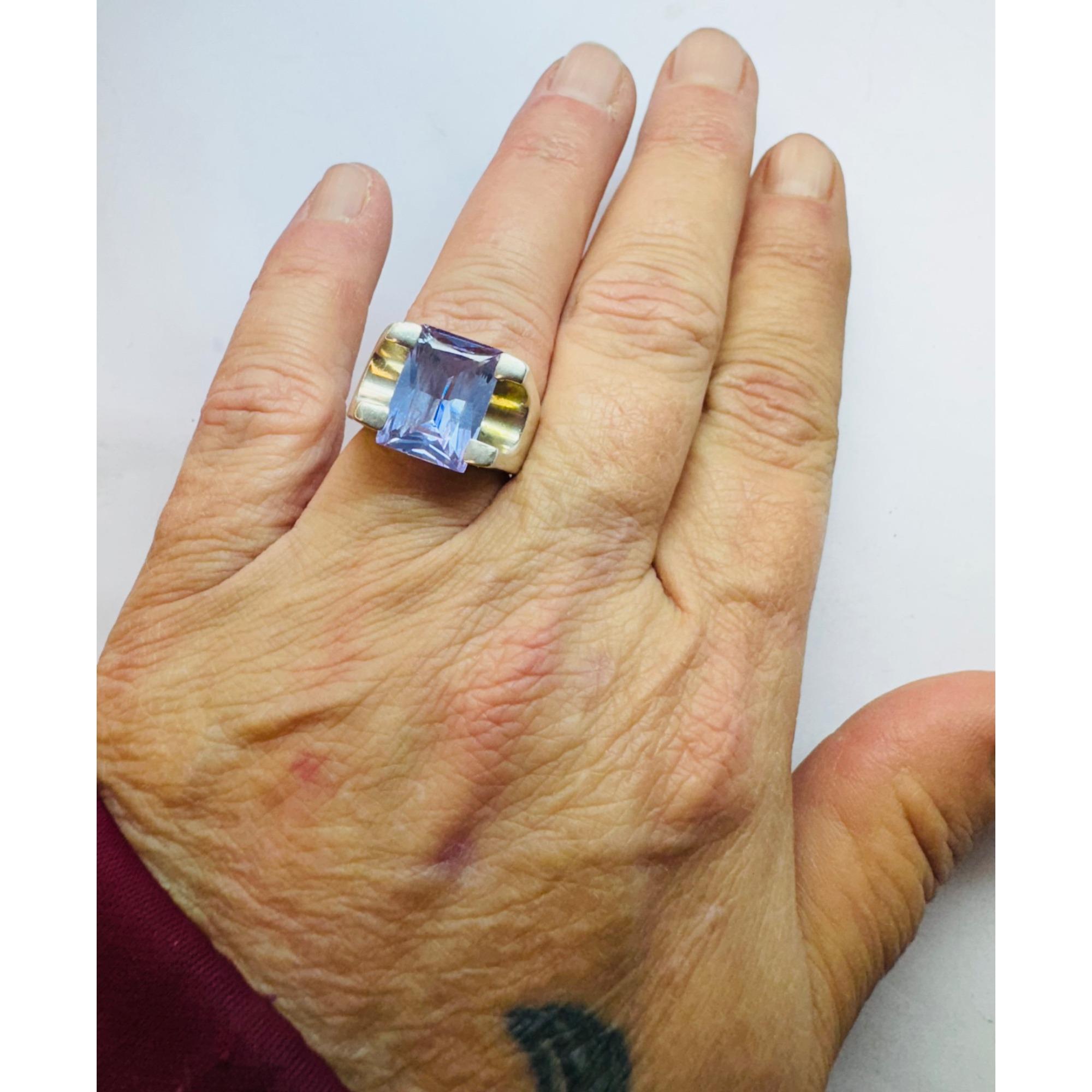 Bague Argent Sterling Améthyste – Vintage Norvège – Taille 6,5 – Scandinave