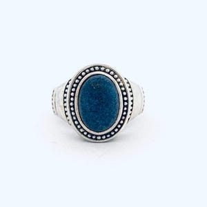 Vintage Chunky Lapis Lazuli Ring Sterling Silver 925 Boho Statement Jewelry Size 9.5