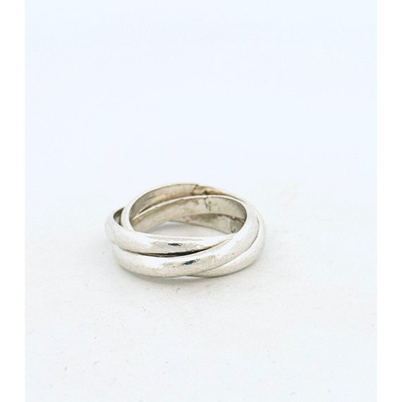 Sterling Silver 925 Rolling Trinity Band Ring - T… - image 1