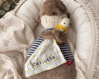 Wärmetier personalisiert - Baby Wärmekissen mit Name - kirschkernkissen - Baby Geschenk - Geschenk zur Geburt - Otter Babygeschenk
