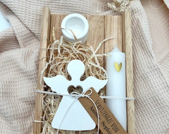 Guardian angel - baptism - communion - confirmation - small guardian angel - gift box with candle - personalized - guardian angel gift