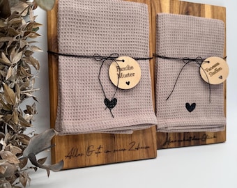 Einzugsgeschenk - Personalisiertes Frühstücksbrett - Schneidebrett zum Einzug - Hauskauf - Geschenkset - Hausbau - Hauskauf