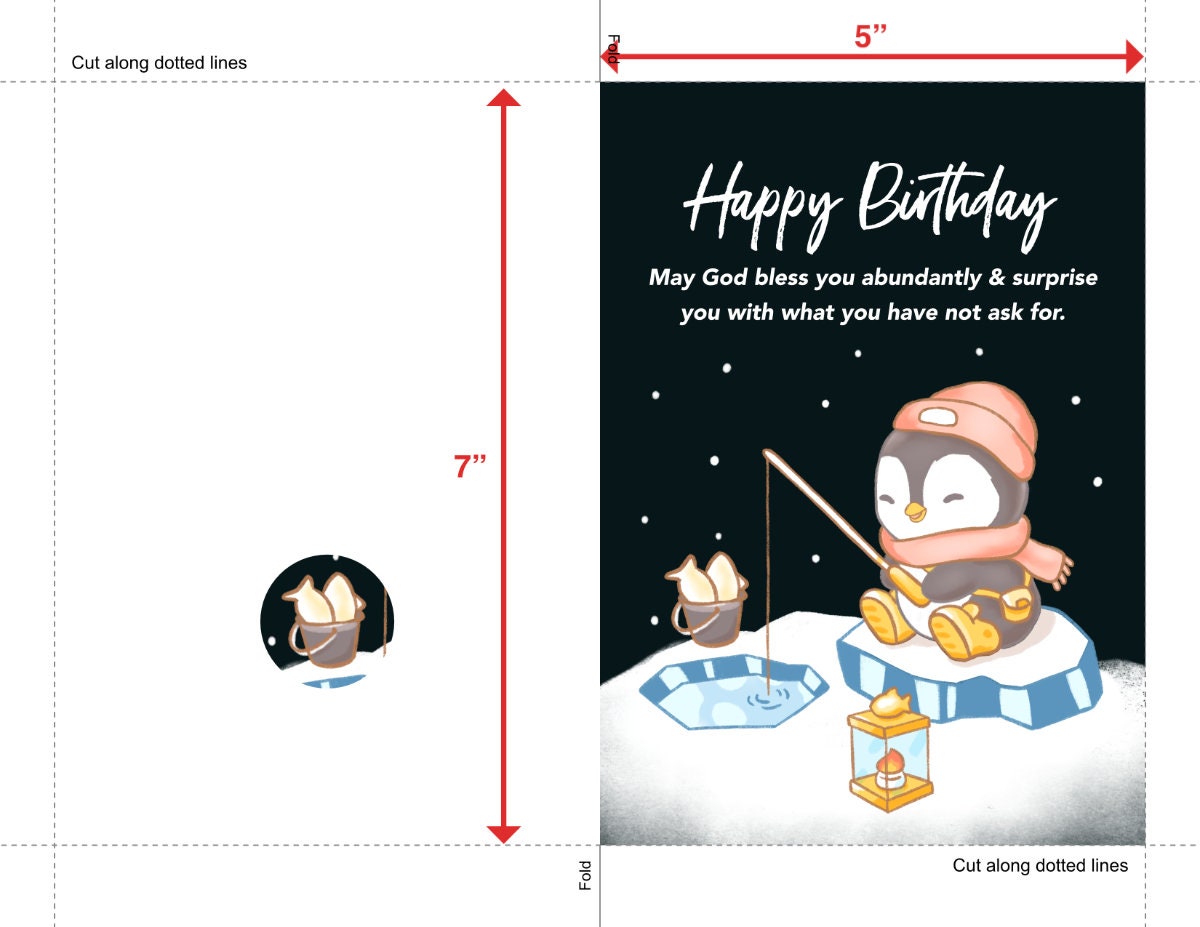 Happy Birthday Printable Card, Digital Download, Animal Lovers Greet Card, Penguin Birthday Card ...