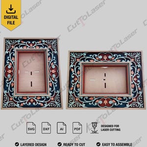 Photo Frame Laser Cut Files, 9x13 Layered Design Svg, Dxf, AI, Pdf,  (Digital Download)