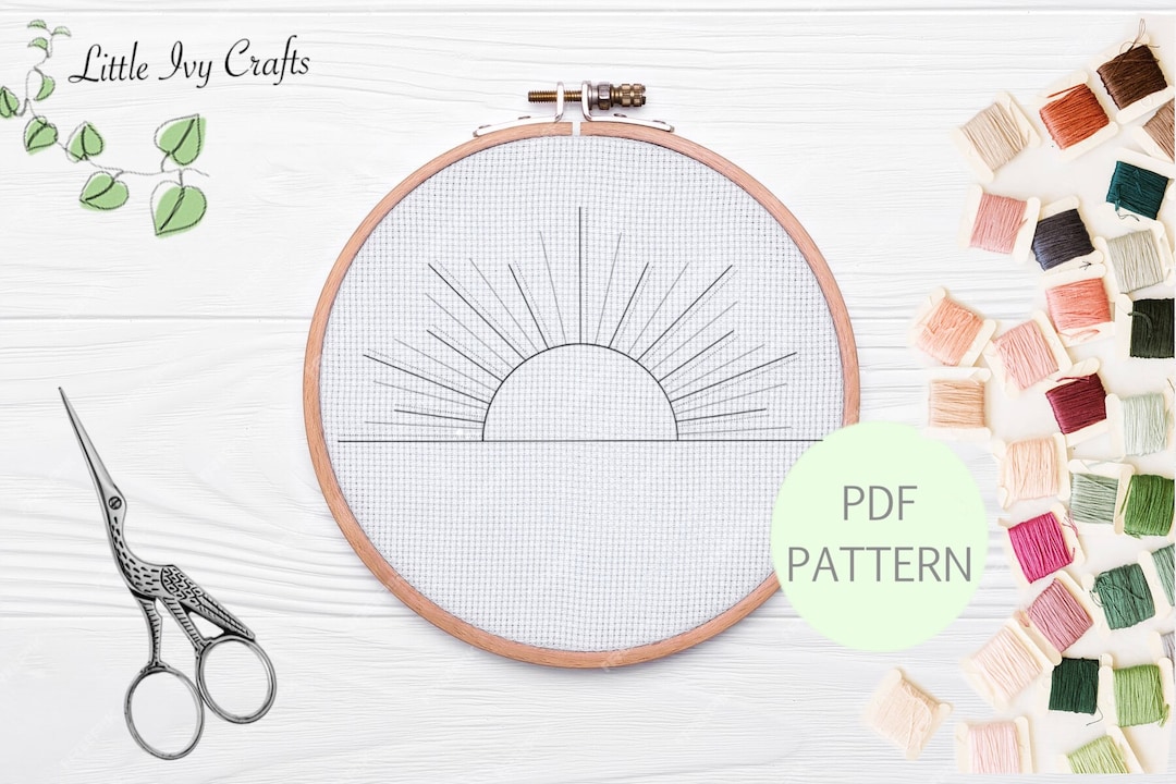 Sunshine Line Pattern Half Line Sunshine Embroidery Pattern PDF - Etsy