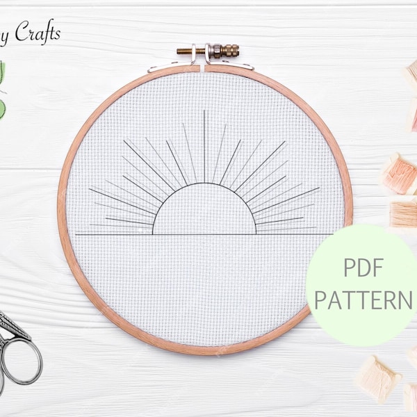 Half Line Sunshine Embroidery Pattern PDF