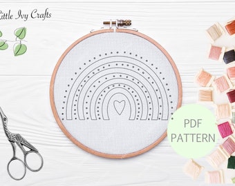 Heart Rainbow Embroidery Pattern PDF