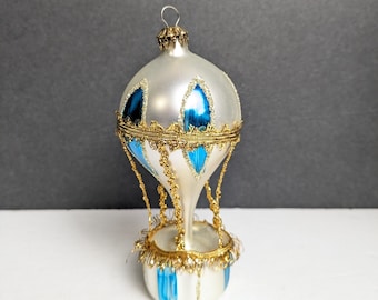 Vintage Hot Air Balloon Glass Christmas Ornament
