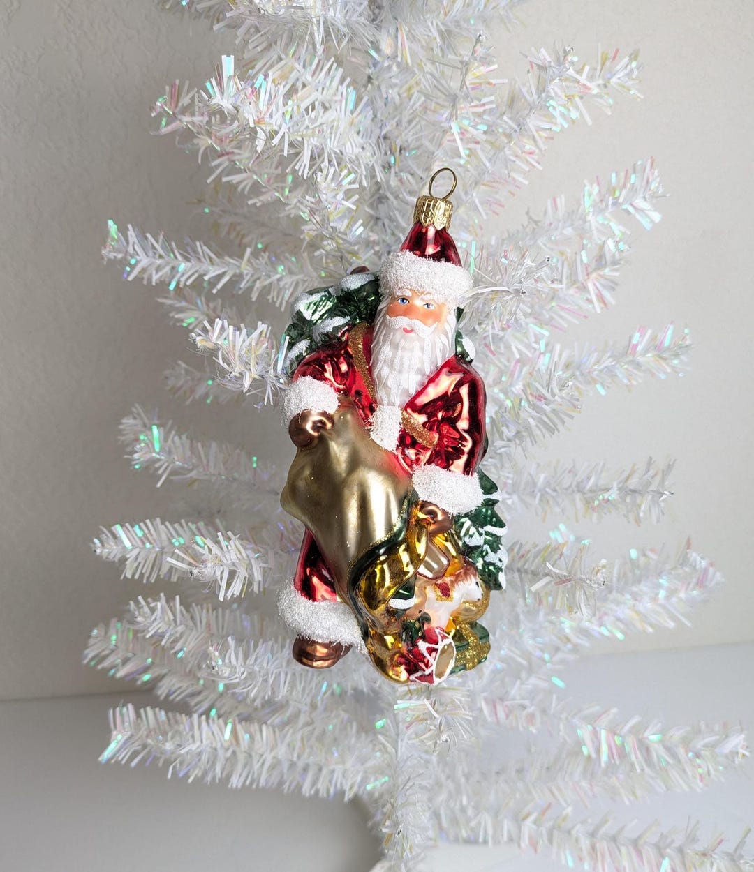 Vintage Glassware Art Studio Santa Claus Glass Christmas Ornament ...