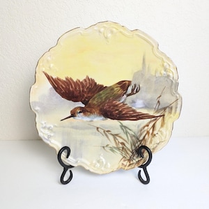 French Vintage Hand Painted Limoges Porcelain Wall Plate, Hummingbird Wall Decor