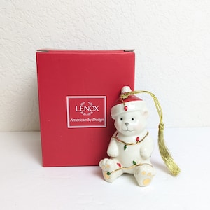 NIB Lenox Teddy Bear Very Merry Porcelain Christmas Ornament