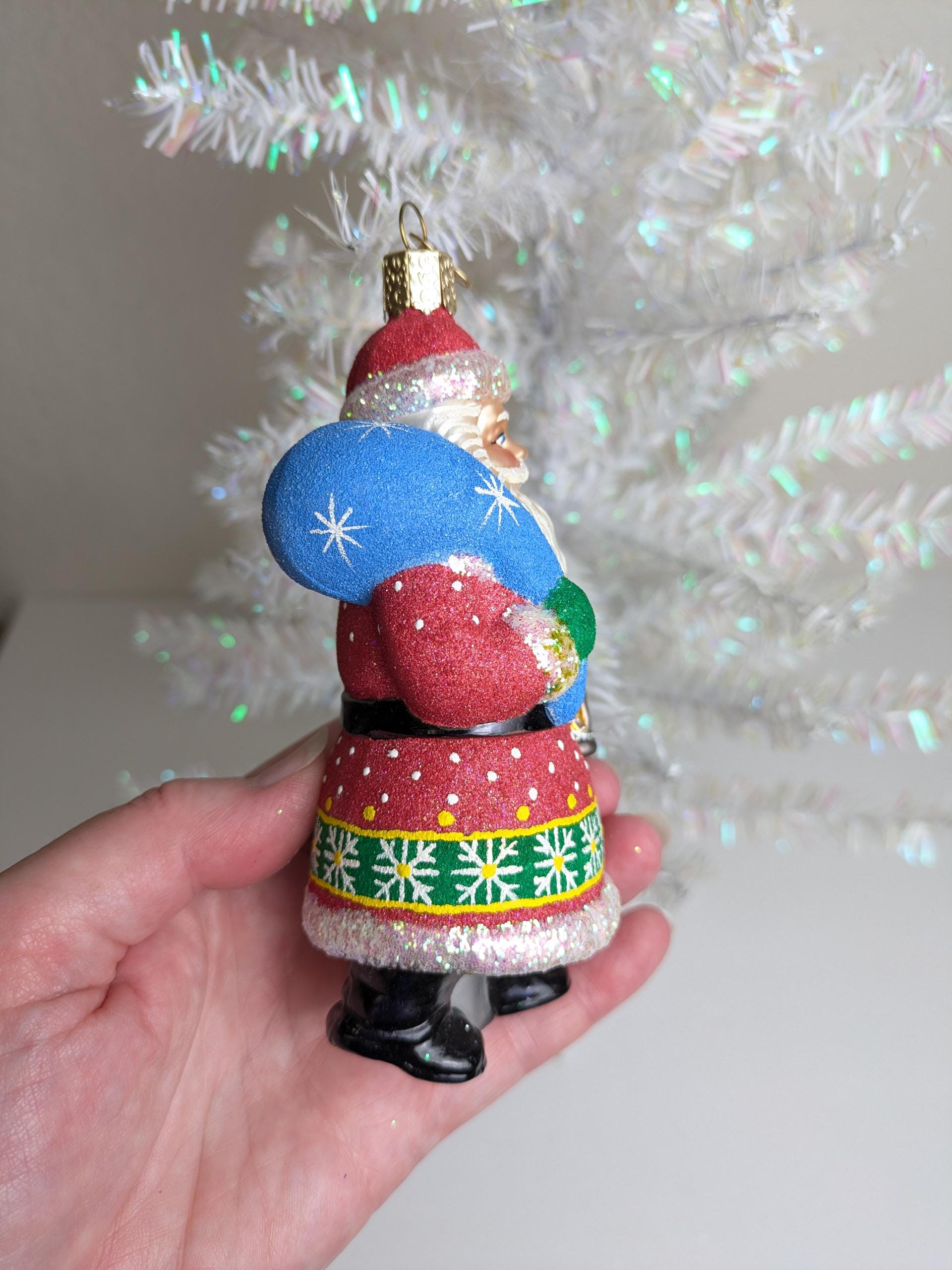 Santa With Lantern RARE Hand-painted Glass Old World Christmas Ornament ...