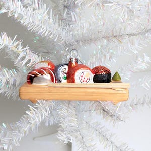 Sushi Glass Christmas Ornament, Japanese Sushi Christmas Ornament, Foodie Ornament