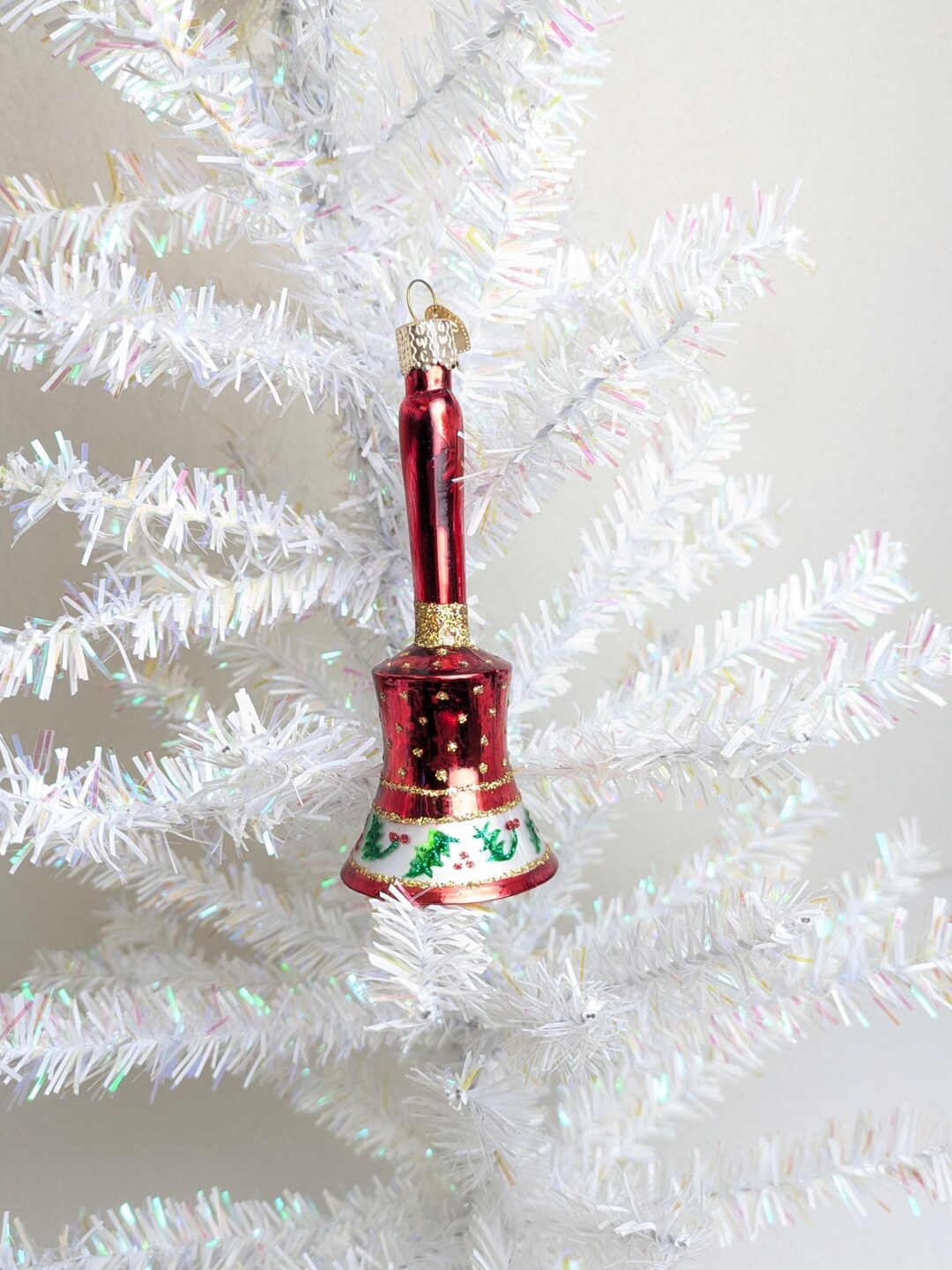 Holly Bell RARE Glass Old World Christmas Ornament, Retired Glass Red ...