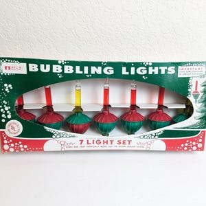 Vintage ACLA Christmas Bubble Lights, Christmas 7 Bubble Light Set, Retro Bubble Light Set