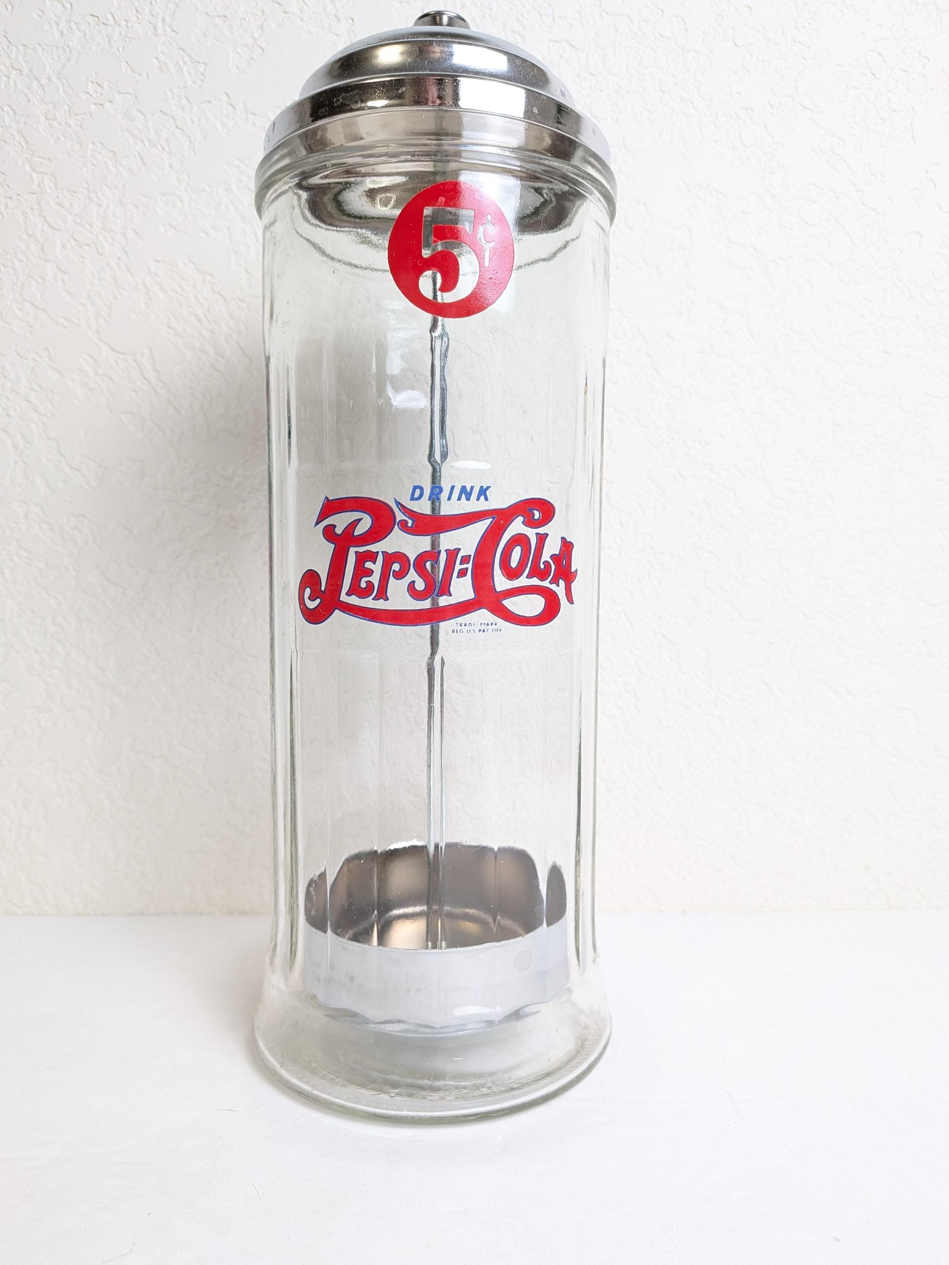 PEPSI-COLA レトロ　ディスペンサー Vintage Pepsi Cola 5 Cents Glass Straw Holder Dispenser - Etsy