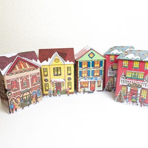 Harry London Fannie May Christmas Village Tin Set