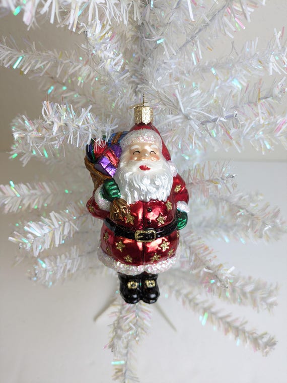 Jolly Old St. Nick Glass Old World Christmas Ornament, RETIRED Santa Claus Ornament, Laughing Santa Ornament 58422