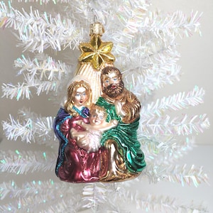 Holy Family with Star Glass Old World Christmas Ornament, Nativity Ornament, Mary Joseph Baby Jesus Ornament