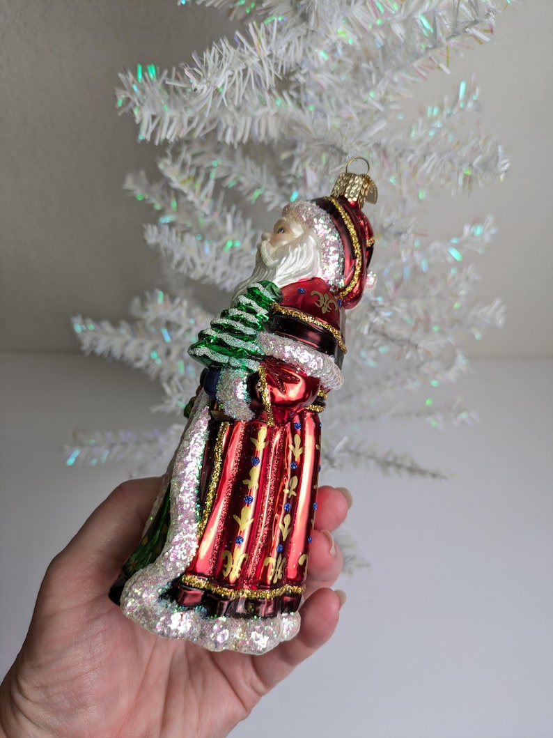 Glistening Santa With Tree RARE Hand-painted Glass Old World Christmas ...