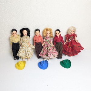 Vintage Sleepy Eye Posable Doll Set, Hard Plastic Sleepy Eye Dolls Lot of 6