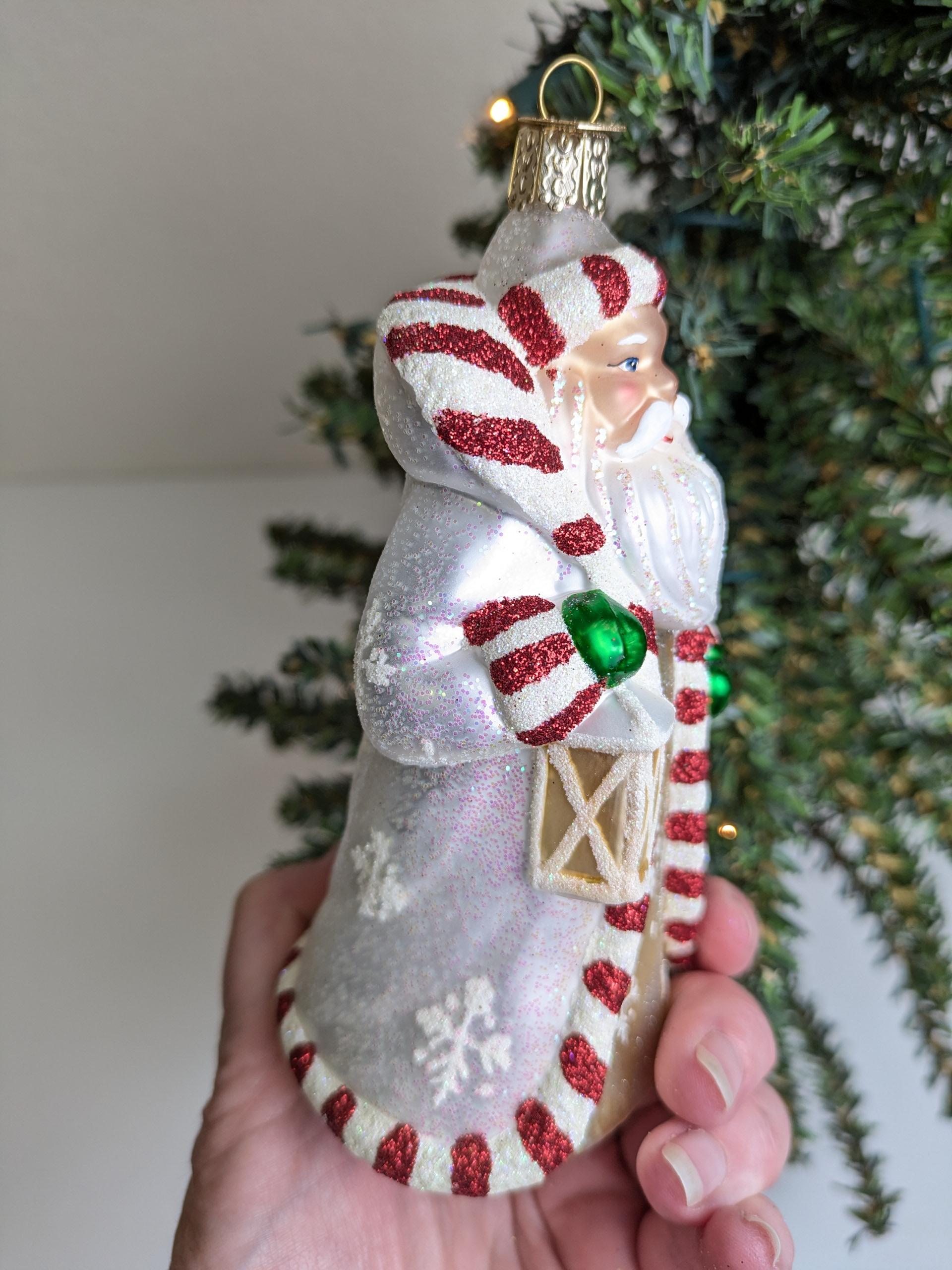 Glistening Cheery Santa RARE Hand-painted Glass Old World Christmas ...
