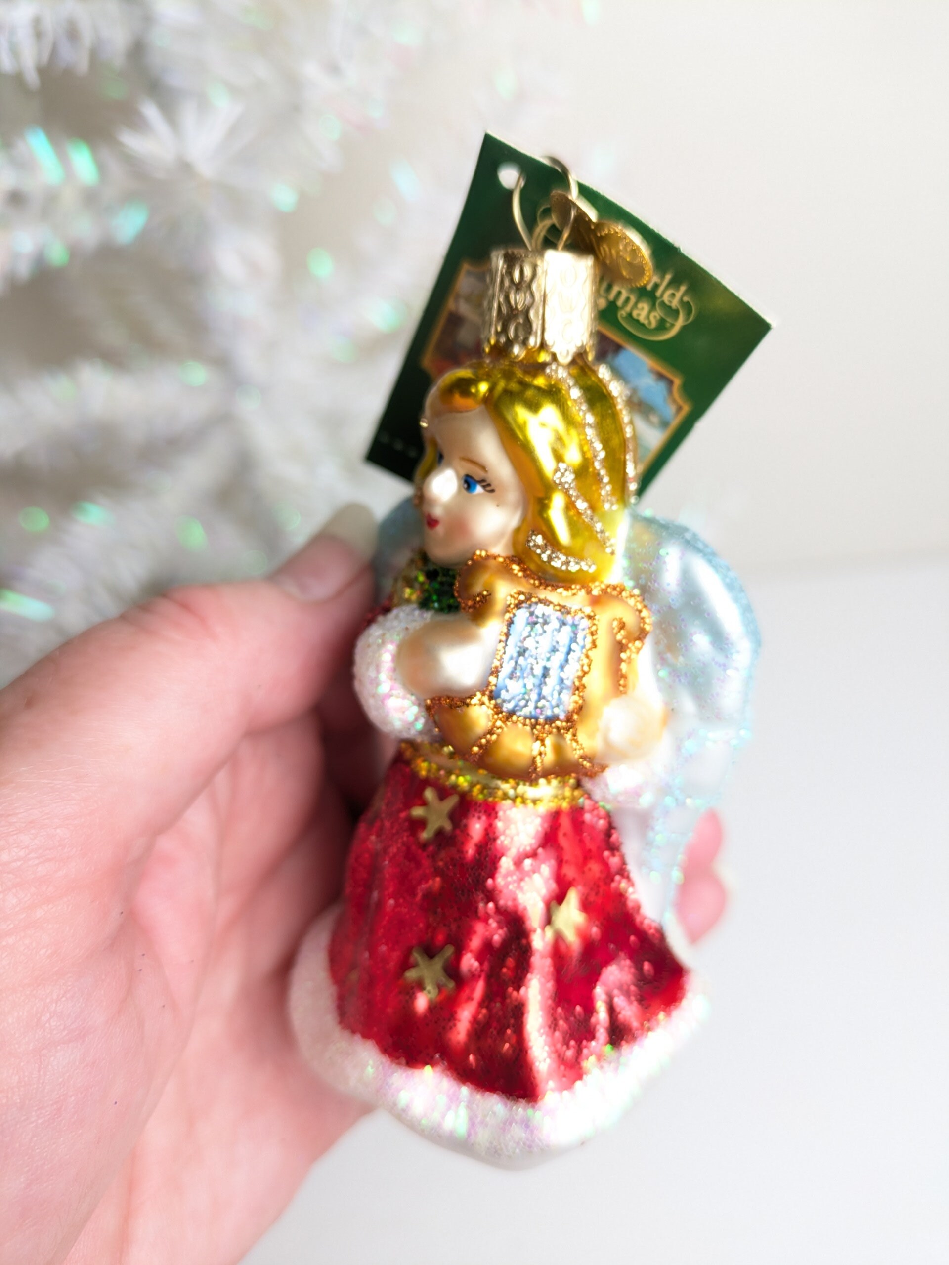 Red Angel With Lyre Glass Old World Christmas Ornament, Old World ...