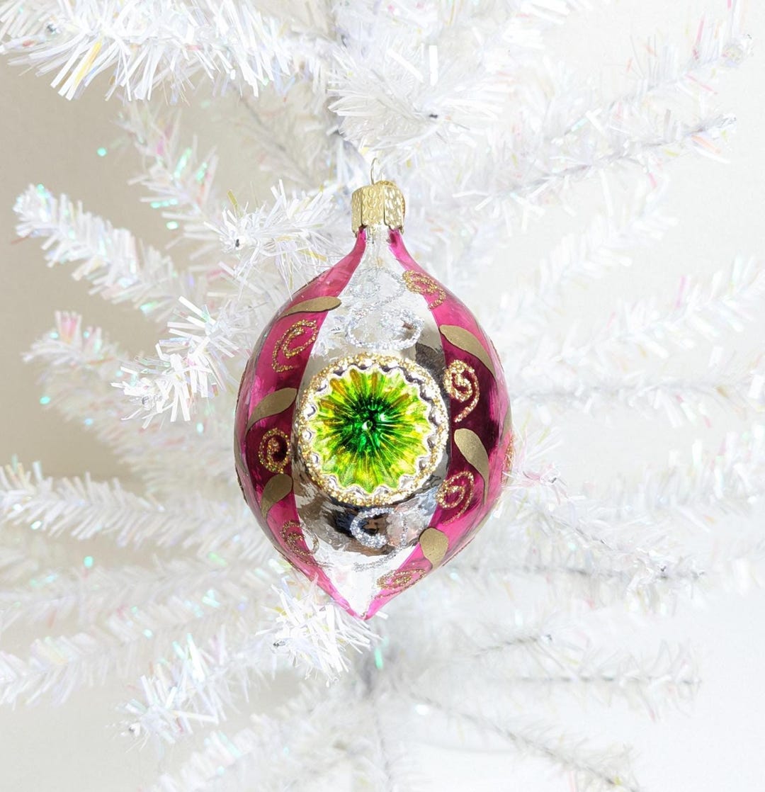 Pink Drop Reflector Glass Old World Christmas Ornament, Vintage ...