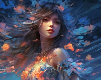 Ethereal Grace - Beautiful Anime Waifu Style Isometric Art #1