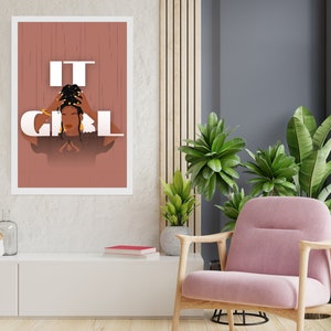 The &quot;It&quot; Girl-Version 1, Digital Download, Black Woman Art, Black Girl Art, Printable Wall Art, Black Woman Wall Art