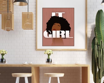 The "It" Girl-Version 2, Digital Download, Black Woman Art, Black Girl Art, Printable Wall Art, Black Woman Wall Art