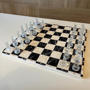Natuursteen schaakbord - luxe schaakbord cadeau voor hem - alleen het schaakbord - gratis expresverzending - uniek verjaardagscadeau voor hem
