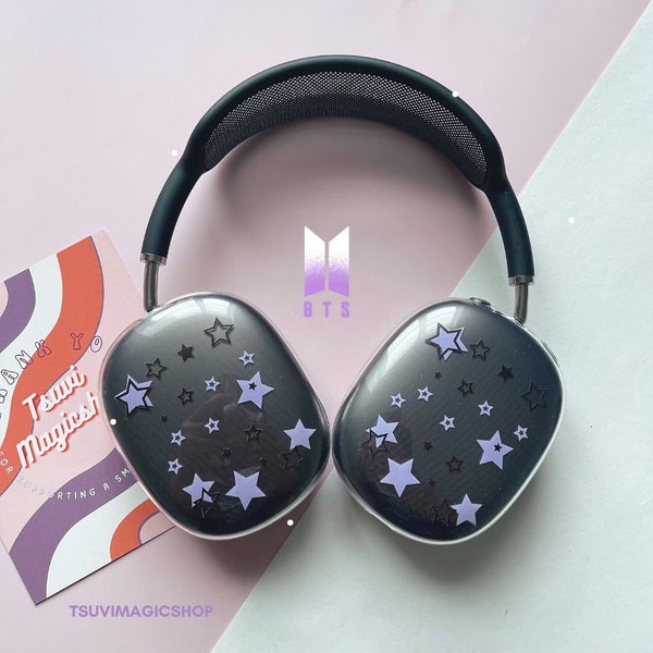 Housse en silicone BTS AirPods Max, coussin d'oreille anti-rayures violet bangtan pour cadeau fan des BTS Armys