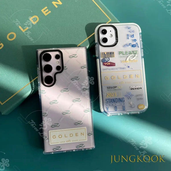 Étui pour téléphone BTS Jungkook GOLDEN kpop Jungkook, coque transparente pour les fans de l'armée bts, cadeau pour iPhone, étuis Samsung, bts jungkook airpods