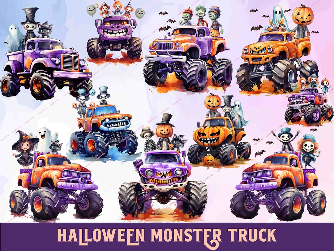 Halloween Monster Truck PNG Bundle Spooktacular Designs Etsy