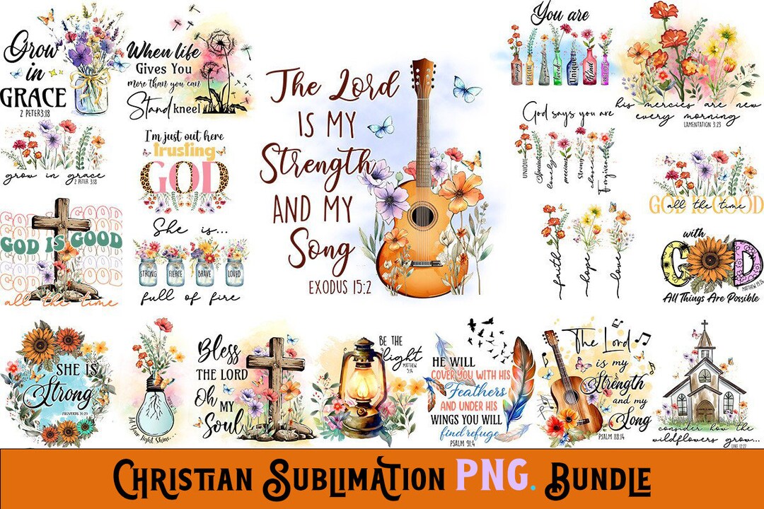 Christian Sublimation Bundle 20 Inspiring PNG Designs for Etsy