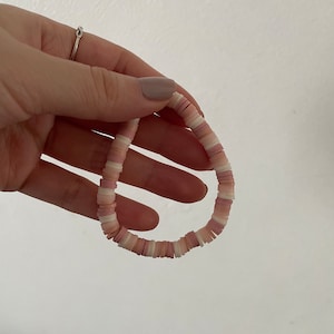 Pulsera de cuentas de arcilla combinada rosa, Pulsera de cuentas de arcilla, Cuenta de arcilla, Hecho a mano, Regalo, Pulsera, Pulsera de cuentas, Pulsera elástica, Pulsera mixta