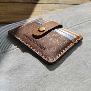Kunstdruck Leder Brieftasche, Minimalistische Kartenhülle, Leder Mini Kartenhalter