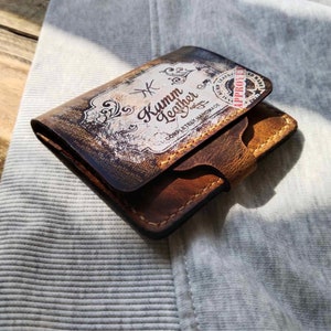 Personalisierte Lederkartenhalter, künstlerisch bedruckte einzigartige Brieftasche, Grafikkartenhalter, Jahrestagsgeschenk, Geburtstagsgeschenk, Lederbrieftasche