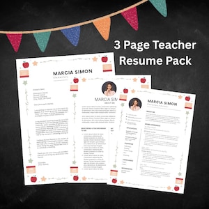 Modelo de pacote de currículo para professor/Novo professor/Educação/Entrevista com professor/Portfólio do professor/Busca de emprego para professor/Currículo/Carta de apresentação