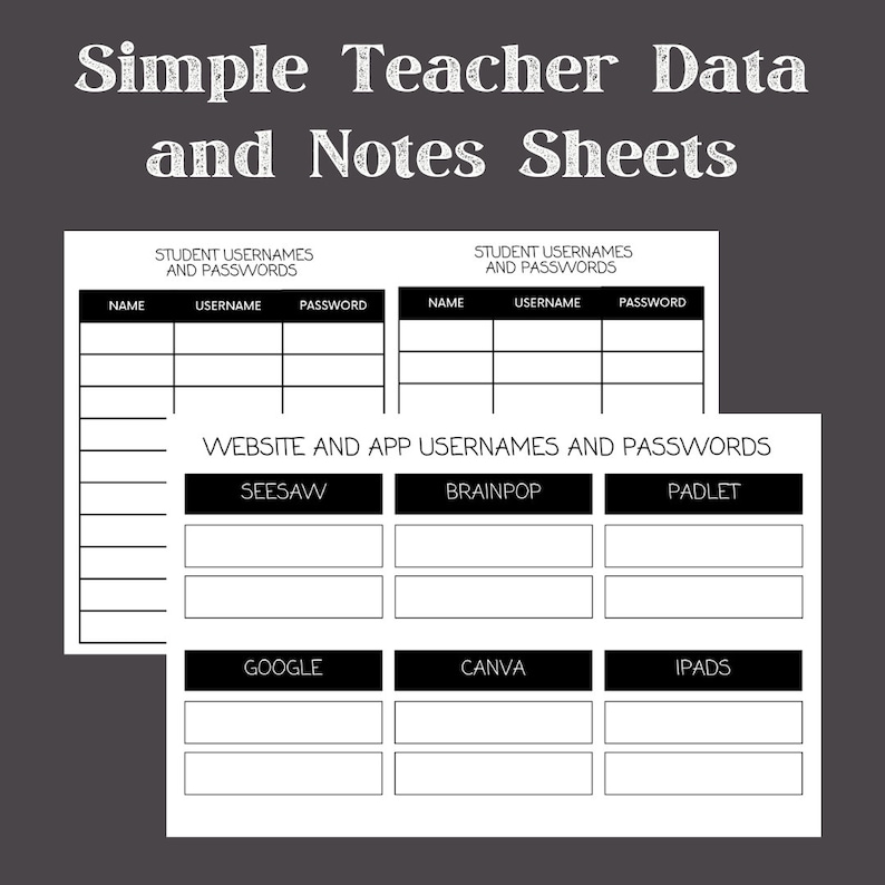Classroom data collection sheets digital record keeping student data