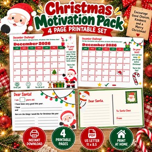 Christmas Incentive Calendar, December Good Choices Chart, Holiday Motivation Printable, Positive Behavior Reward Chart, Instant Download