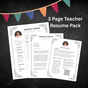 Modelo de pacote de currículo para professor/Novo professor/Educação/Entrevista com professor/Portfólio do professor/Busca de emprego para professor/Currículo/Carta de apresentação