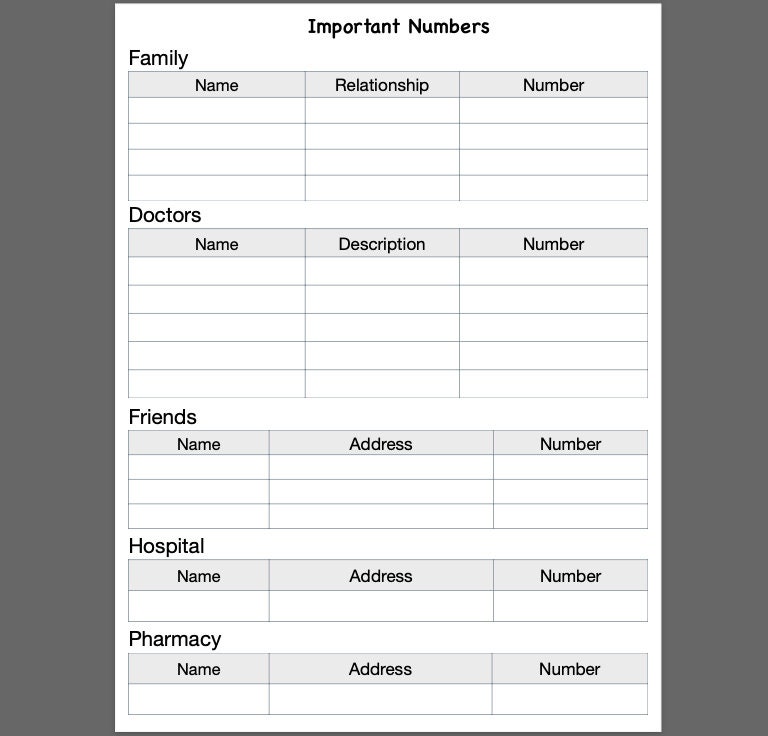Home Health Care Helper/in Home Care Forms/medications Record/elderly ...