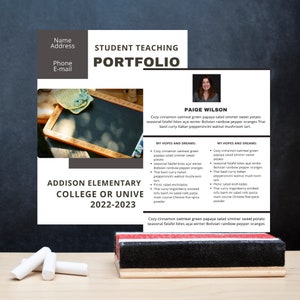 Portfoliosjabloon voor studentendocenten/nieuwe leraar/hoofdvak onderwijs/interview met docenten/portfolio voor docenten/zoeken naar vacatures voor docenten/Canva