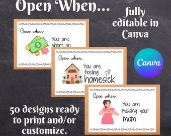 Open When Envelopes College, Going Away to College, University Gifts, Leaving Home, Daughter Son Friend Gift, Care Package, College Notes
