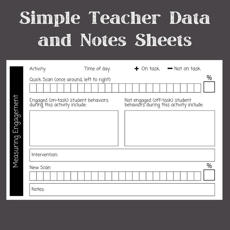 Classroom Data Collection Sheets/digital Record Keeping/student Data ...