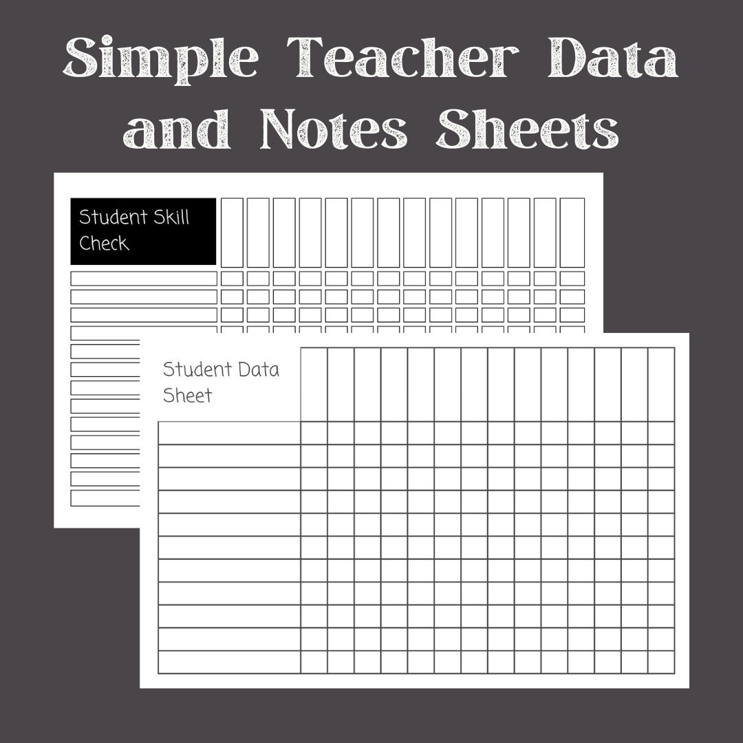 Classroom Data Collection Sheets/digital Record Keeping/student Data ...