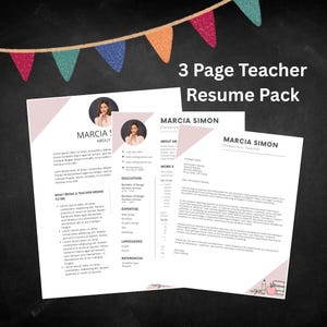 Modelo de pacote de currículo para professor/Novo professor/Educação/Entrevista com professor/Portfólio do professor/Busca de emprego para professor/Currículo/Carta de apresentação