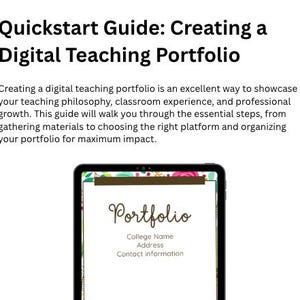 Teacher Portfolio Quickstart Guide PDF